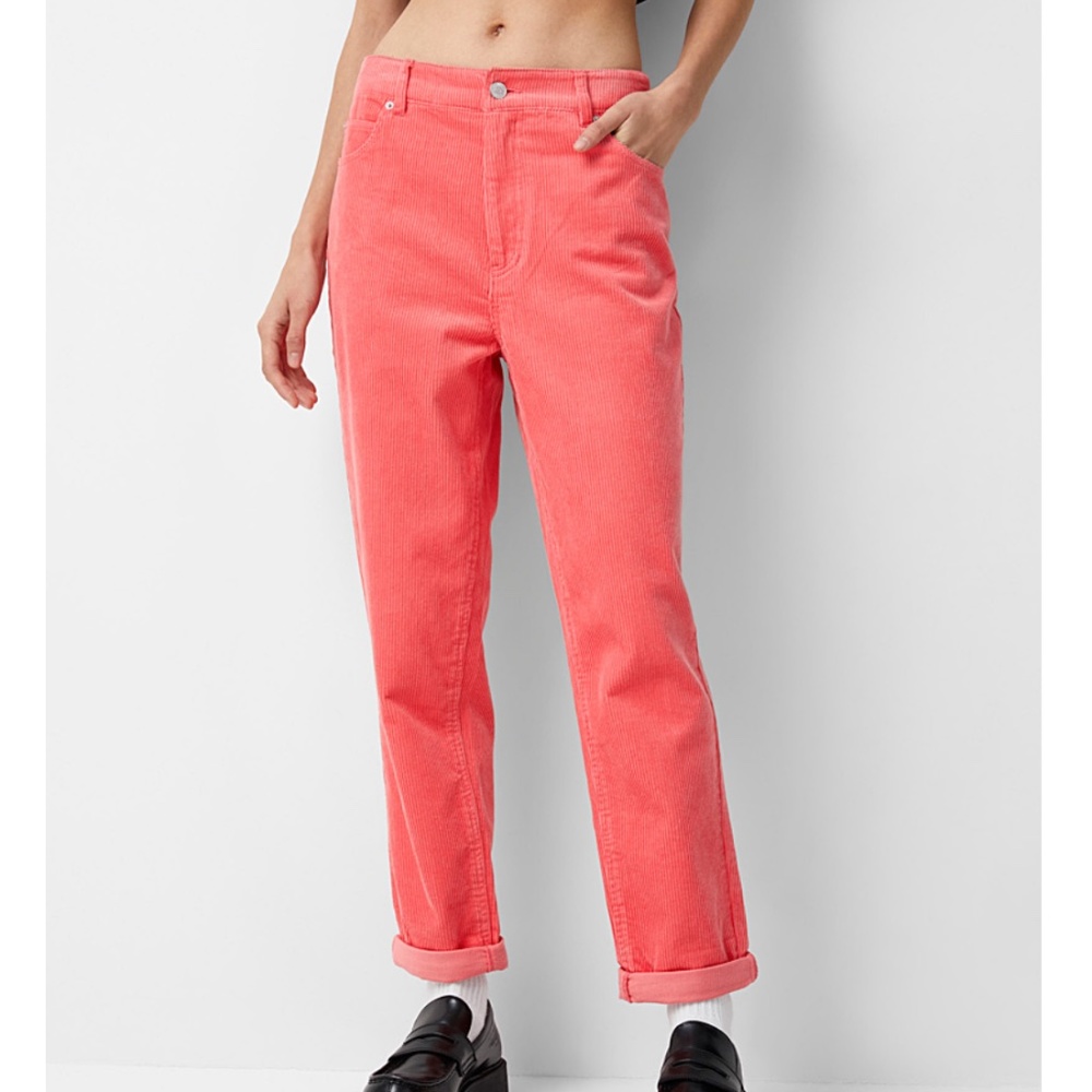 Pink salmon organic cotton corduroy vintage mom jean Old School fit NWT